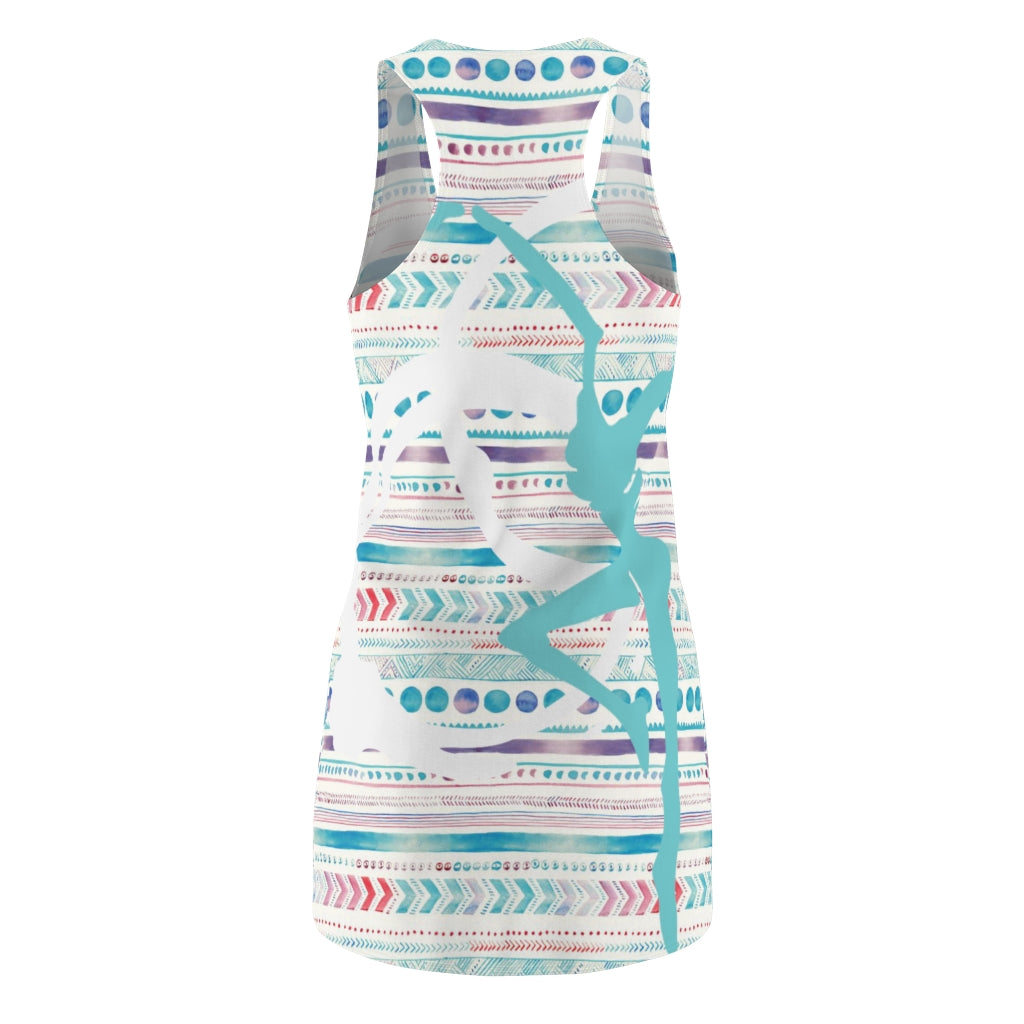 Teal Boho Pattern Racerback Dress & Swimsuit Cover