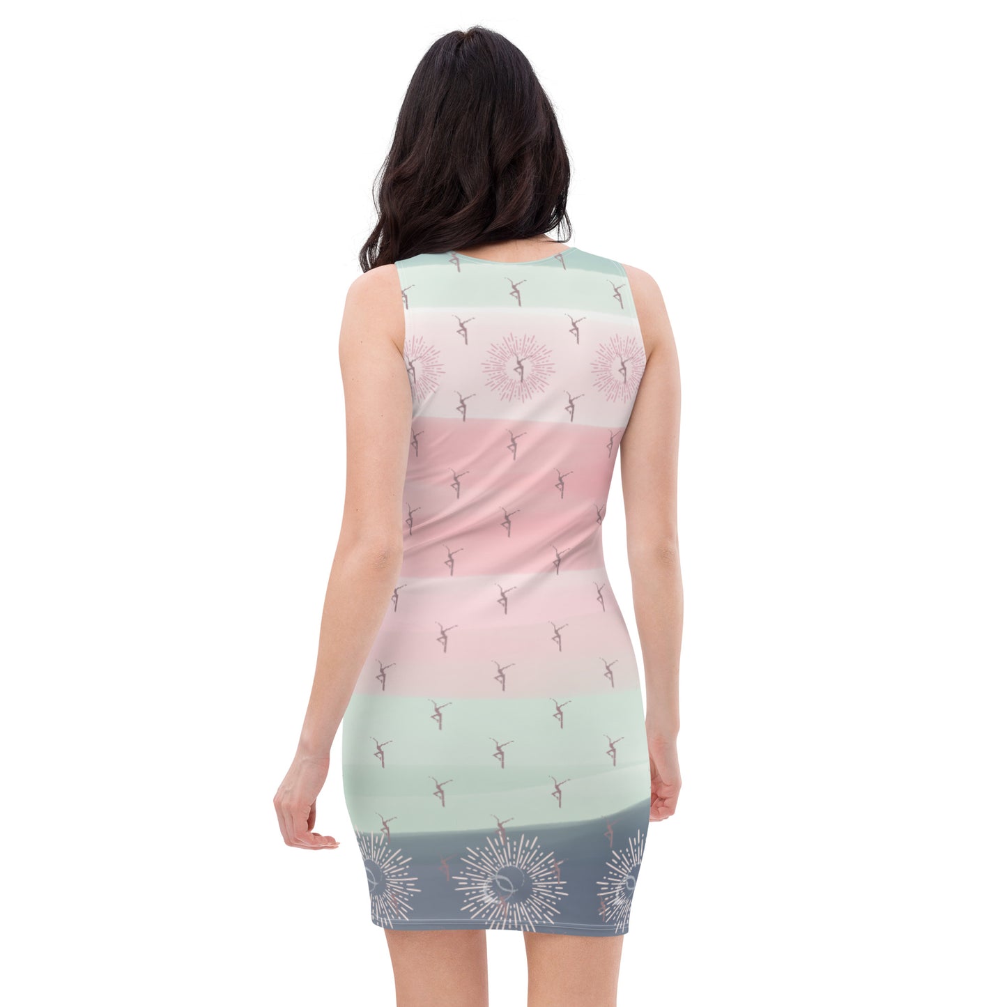 Watercolor Dancer Print Bodycon Dress