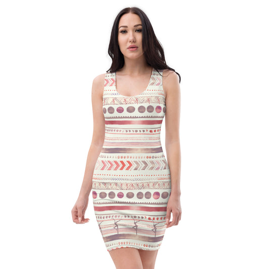 Dusty Boho Print Bodycon Dress
