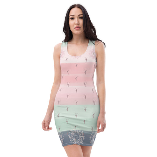 Watercolor Dancer Print Bodycon Dress