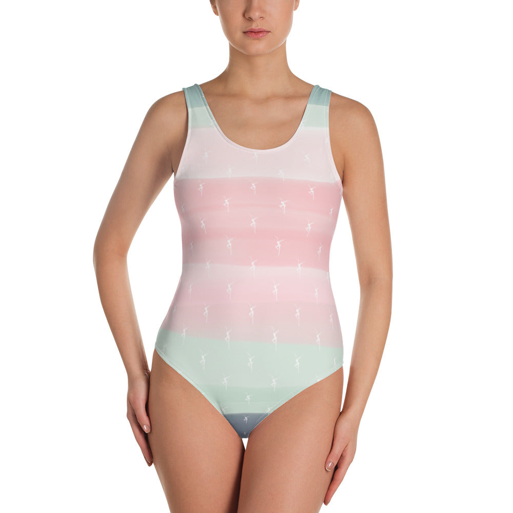 Pastel Beach Dancers One-Piece Swimsuit