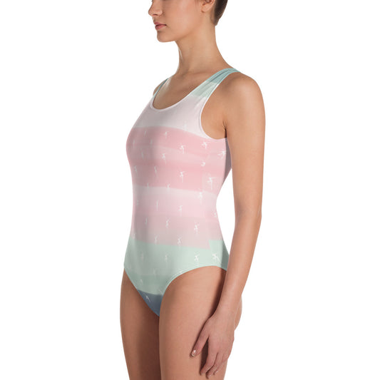 Pastel Beach Dancers One-Piece Swimsuit