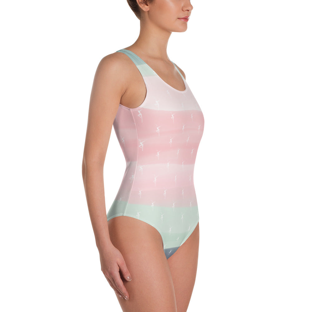 Pastel Beach Dancers One-Piece Swimsuit