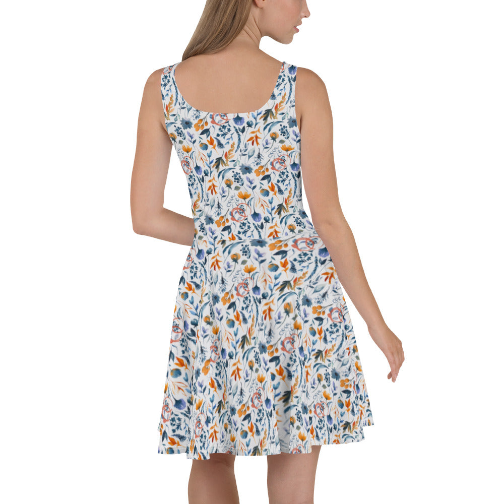Blue Burn Flower Dress