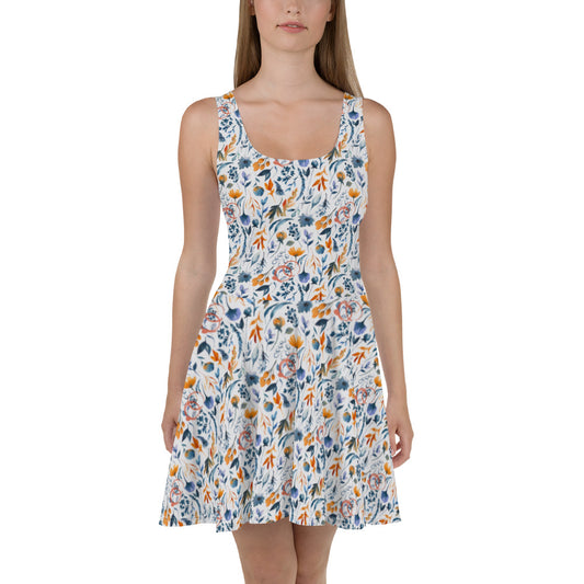 Blue Burn Flower Dress