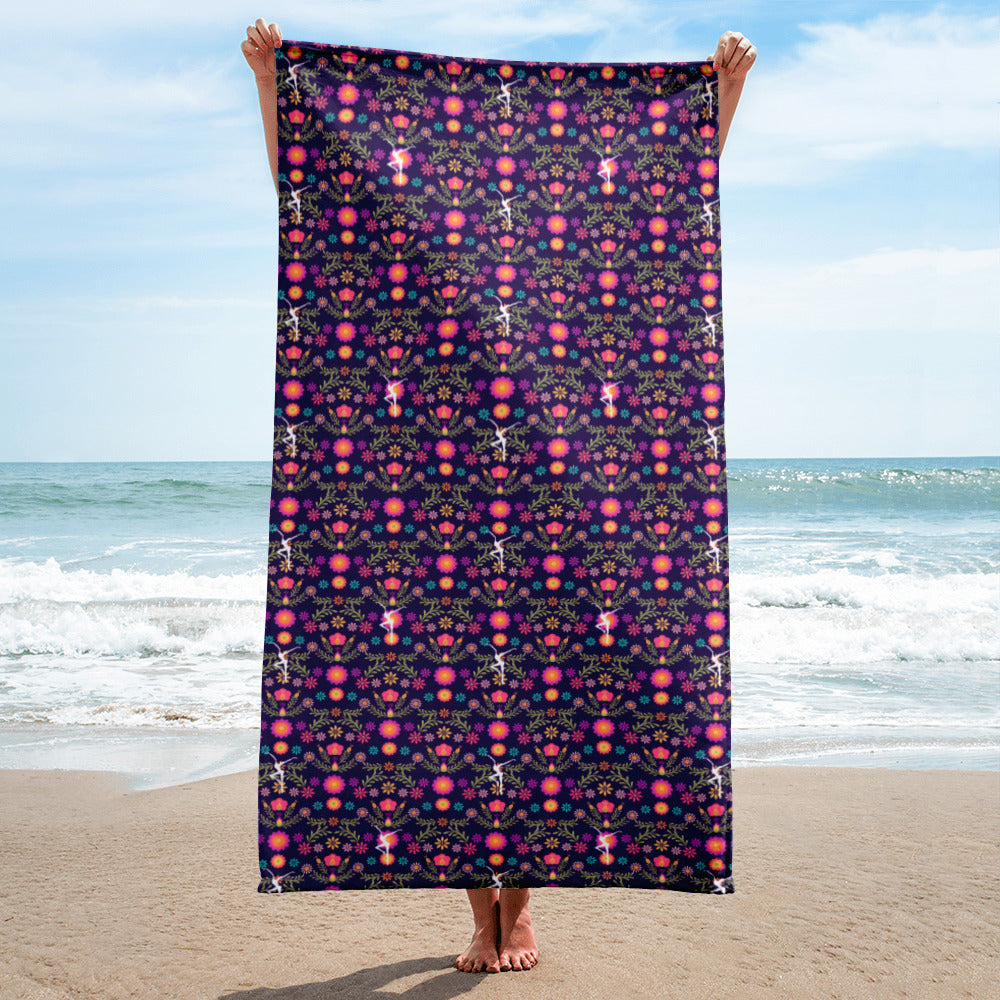 Purple & Pink Spanish Flower Towel