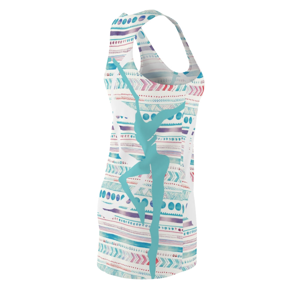 Teal Boho Pattern Racerback Dress & Swimsuit Cover