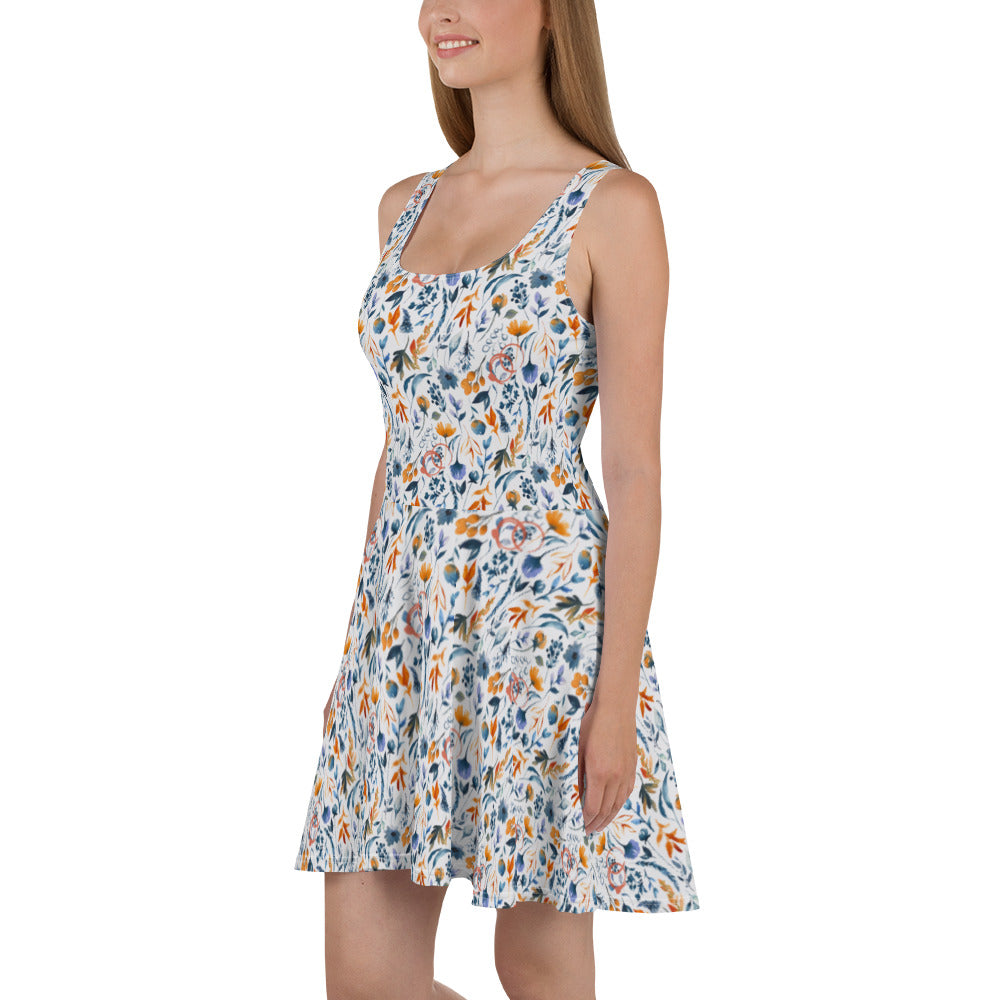 Blue Burn Flower Dress