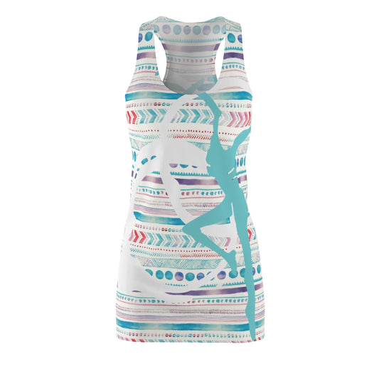 Teal Boho Pattern Racerback Dress & Swimsuit Cover